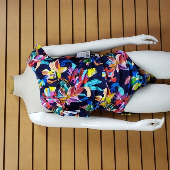 La Blanca Womens By The Sea One Shoulder Ruffle Mio Bathing Suit Size 18 - Picture 1 of 6